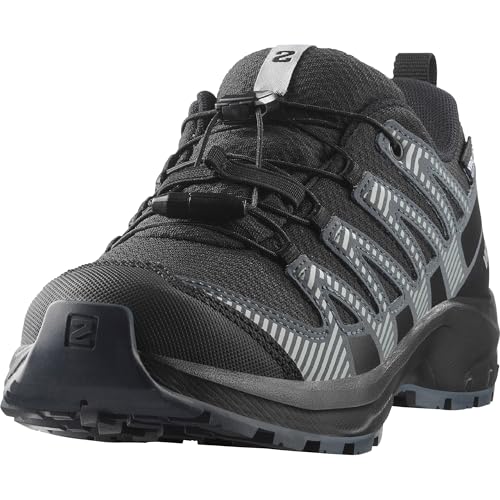 Salomon Junior XA PRO V8, Wasserdicht für Kinder, Schwarz/Dunkelgrau/Q, Vielseitige Wanderschuhe für Komfort, Ideal für Wanderungen und Trailrunning bei Outdoor-Abenteuern. 38