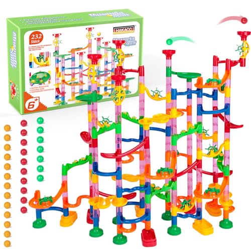 HAKACC 232 STK. Mehrfarbige Murmelbahn, Marble Run Rennstrecken-Set Konstruktionspielzeug für Geschenk Weihnachten Geburtstag