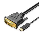 MMOBIEL USB-C auf DVI Kabeladapter - USB-C Stecker zu DVI-D Dual Link Stecker Kompatibel mit MacBook, iPad, Dell XPS etc. Kabelkonverter für Monitor, TV, Projektor - 1080p Full HD 60Hz - Gold - 1.8 m