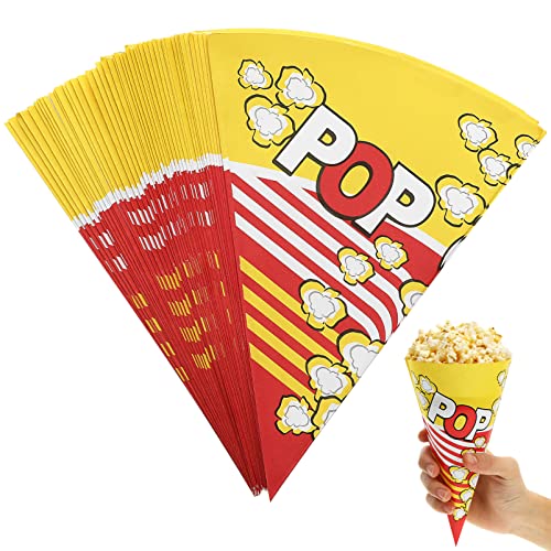 TOYANDONA 100-Teilige Popcorntüten Papier Mit Konischen Spitzen Kegelförmige Leckereientüten Popcornmaschinenzubehör Für Popcornbars Filmabende Konzessionen