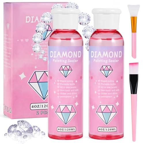 Cieex Diamond Painting Versiegelung, Diamant Painting Zubehör, Durchsichtig Diamond Painting Kleber mit Bürste für Strahlend Glitzernde Bilder und Schutz - 240ml