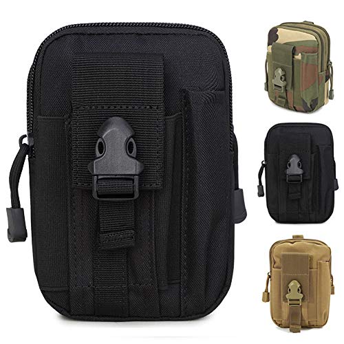 ZhaoCo Taktische Hüfttaschen, Nylon Militär Kompakt MOLLE EDC Tasche Gürteltasche Beutel Taille Taschen für Gadget-Dienstprogramm Handy Camping Wandern und Reisen - Schwarz