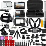 65-in-1 Zubehör Set für GoPro Hero 12/11/10/9 Black, YAVOCOS Zubehör Kit für GoPro Action Kameras, Schutzfolie Wasserdichtes Gehäuse Silikon Schutzhülle Selfie Stick Filter für GoPro Hero 9 10 11 12