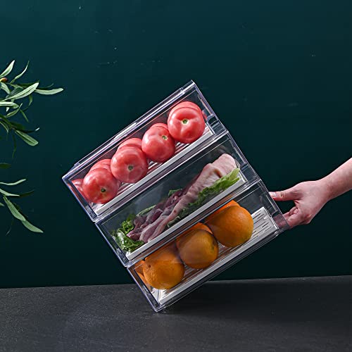 YekouMax Kühlschrank Organizer Set, Organizer Kühlschrank, Stapelbar und Wiederverwendbar, Wird für eine Kühlschrankorganizer in Einer Familienküche, Grillrestaurant und Esszimmer, Kein BPA