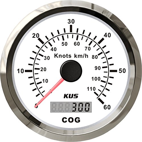 KUS GPS Tacho Kilometerzähler 60Knots 110KM/H Für Boot Yachten 85mm Mit Hintergrundbeleuchtung (Weiß)