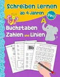 Schreiben Lernen ab 4: Buchstaben und Zahlen Schreiben lernen, Perfektes Übungsheft mit Schwungübungen für den Kindergarten, Vorschule und Schulanfänger