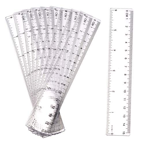 10 Stück 15cm Lineal Plastik Lineal Transparentes Lineal Messgerät mit Zoll und Metrisch für Schule, Büro, Zuhause