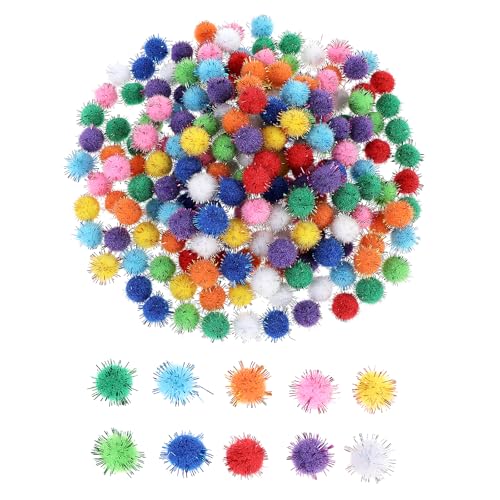 Tyqour 200 Stück Bunte Pompons zum Basteln, Filzkugeln Bunt Klein, Mini Pompons Bunt 15mm Pompoms zum Basteln für Kinder, Filzkugeln zum Basteln für Ostern DIY Kreativen Handwerk Dekorationen