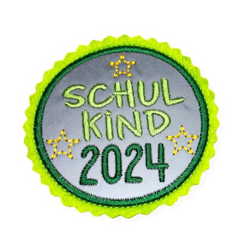 Klettie Schulkind 2024 für Schulrucksack - reflektierend - 8 cm grün