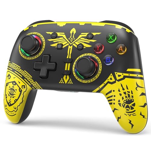 YTEAM (Zelda-Themen) Wireless Controller für Switch/OLED/Lite, Bluetooth Kontroller Gamepad mit LED-Farben/Dual Vibration/Turbo/Bewegungssteuerung,Kompatibel mit PC, Android HID, Apple MFI, Steam