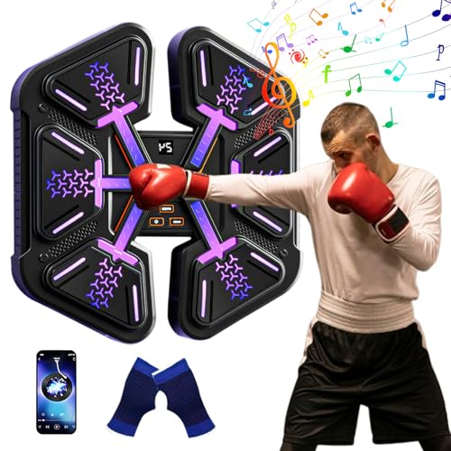 Music Boxing Machine,2024 Neue Smart LED Licht Elektronische Boxmaschine mit Musik Boxen mit Boxhandschuhen - Bluetooth Musikboxing Maschine mit 9 Geschwindigkeitsmodi und Zählmodus (Schwarz)