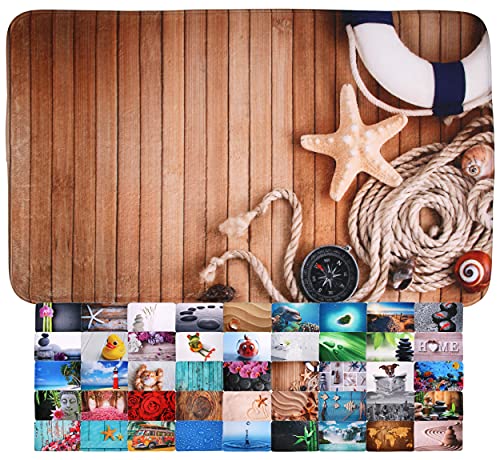 Sanilo Badteppich, viele schöne Badematten zur Auswahl, Badvorleger sehr weich und rutschfest, waschbar und schnelltrocknend (70 x 110 cm, Maritime)