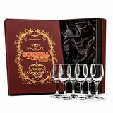 GLASSIQUE CADEAU Kristall Schnapps, Likör, Cordial Shot Gläser | 6er Set | Kleines 60 ml Shotgläser für Aperitif, Digestif Spirituosen, Vodka, Jägermeister | Mini Schnapsgläser mit Kurzem Stiel