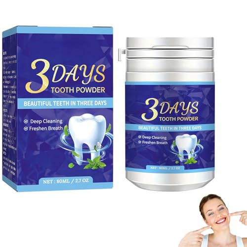 3 Days Teeth Whitening Powder, Tooth Cleaning Powder, Dirty Mouth Toothpowder, Effective Teeth Whitener, Tooth Powder Stain Remover, Baking Soda Toothpowder, Mint Refreshing (1pcs)