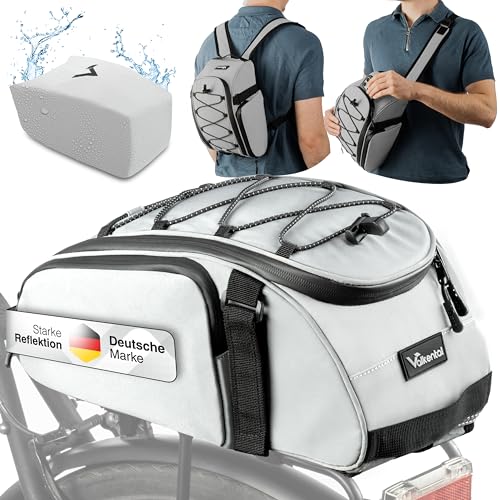 Valkental - 3in1 Fahrradtasche für Gepäckträger - 10L Volumen - Isolierende Gepäckträgertasche mit Rucksackfunktion - Wasserfest & Reflektierend