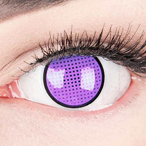 Farbige lila violette Crazy Fun Kontaktlinsen 'Violet Screen R' Jahreslinsen Ohne Stärke mit Gratis Linsenbehälter - Topqualität zu Karneval, Fasching und Halloween (0,0 Ohne Stärke)