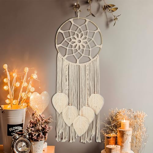 Nice Dream Makramee Traumfänger Gross Wandbehang Handgemachte Traumfänger Boho Quasten für Schlafzimmer Wohnzimmer Dekoration Ornament Geschenk