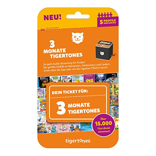 tigermedia tigertones-Ticket NEU 3 Monate Streaming für tigerbox TOUCH über 20.000 Hörspiele Hörbücher Kindermusik mit 5 individuellen Profilen