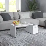 THOYTOUI Couchtisch, Wohnzimmertisch Nachttisch Pflanzenhocker Kaffeetisch Geeignet für Stube Wohnung Teestube Aufenthaltsraum Weiß 90x45x35 cm Holzwerkstoff