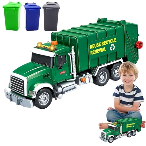 Spielzeug-Abschleppwagen, Holzfäller-Spielzeug,Abschleppwagen-Spielzeug mit 3 Mülleimern, Holzfäller-Spielzeug - Abschleppwagen-Spielzeug mit Lichtern, Geräuschen, Kinder-Abschleppwagen für Kinder im