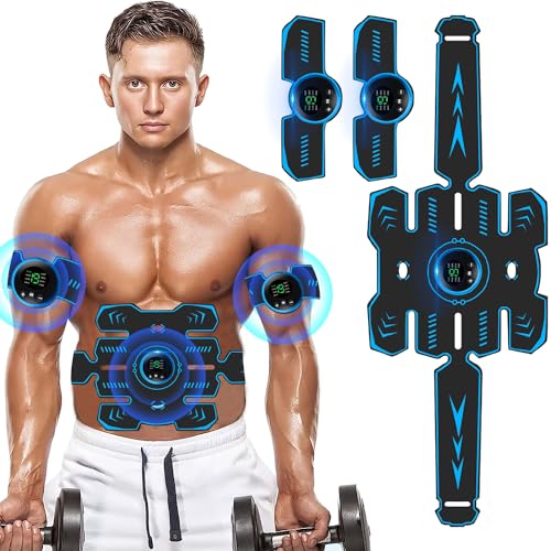 Abdominales EMS Trainingsgerät Electroestimulador Muscular Abdominales USB Wiederaufladbar Muskelstimulator bauchtrainermit 8 Modi & 19 abdominals