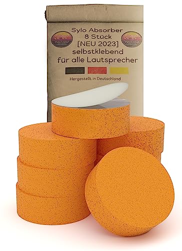 PolySound Sylo High-End Lautsprecher Füße, Schwingungsdämpfer 8er Set orange 5-10kg - materialschonend mit Wasser geschnitten - nicht gestanzt - made in Germany