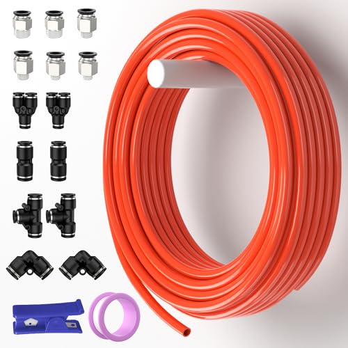 YAOJING Luftansaugschlauch-Set, 6 mm, industriell, PU, Montagewerkzeug, 10 m, Hochtemperaturschlauch für Agrartourismus-Braustationen, Orange