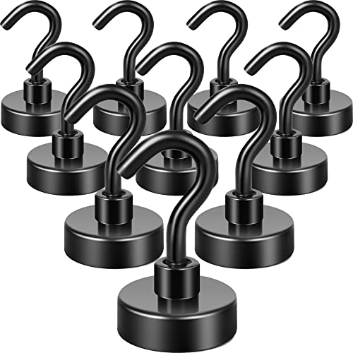Neosmuk Schwarze Magnethaken, 20kg Hochleistungs-Erdmagnete mit Haken, extra starker Cruise-Haken zum Aufhängen(schwarz, 10er-Pack)