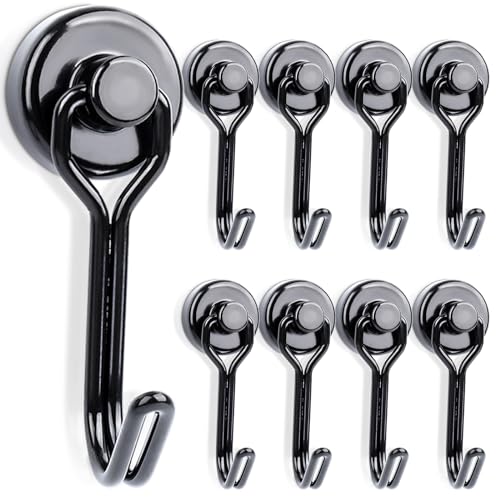 Magnethaken Extra Stark 10KG+, 16MM Neodym Magnet Haken Drehbar Magnetischer Haken 8 Stück Magnete mit Haken Starke Magnete Haken zum Aufhängen Decke Camping Van Grills Büro Aufhängen Garage