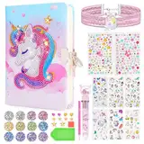 Einhorn Geschenke für Mädchen 5 6 7 8 Jahre: Basteln Mädchen Kinder 6-7-8-9 Jahre Diamond Painting Bastelset Kinder Spielzeug ab 5-10 Jahre Tagebuch Mädchen mit Schloss für 6 7 8 Jahre Geschenkideen