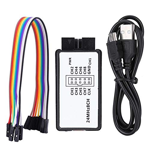 Fafeicy USB Logic Analyzer Device Set, Mini Digital 8 Kanal Eingangsspeicher 24MHz 5PF USB -Logikanalysator, mit USB Kabel und Sprungdraht