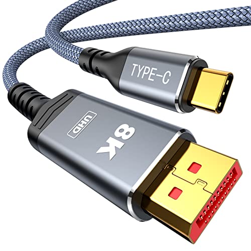 USB C Displayport Kabel (8K@60Hz, 4K@60Hz), Snowkids USB C DisplayPort 1.4 Kabel 32,4Gbps Typ C Thunderbolt 3/4 auf DP Kabel HBR3 Typ C DP 1.4 für MacBook Pro M1 Mac Mini Macbook Air M2 iPad XPS- 1.8m