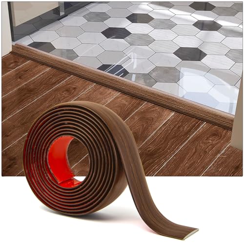 Art3d Selbstklebender Vinylbodenübergangsstreifen Laminatbodenstreifen flacher Bodentrennstreifen zum Verbinden von Bodenlücken Teppichschwellenübergang Fliesenboden 304x4x0,3cm kirsche holz