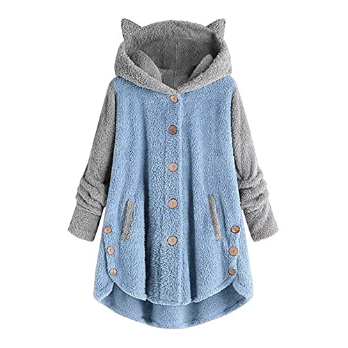 Vliesjacke Damen Teddy Jacke Dame Wollmantel Damen Womens Jacket Fleecejacke Damen Blau Teddy Jacke Dame Warme Jacke Damen Winterjacke Mädchen Winterjacken für Damen Fleecejacke Türkis 2Xl