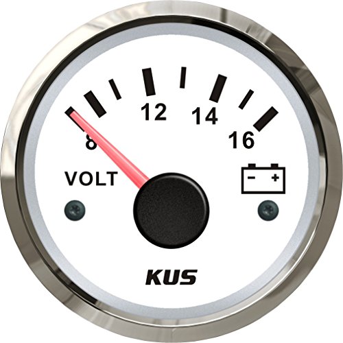 KUS Wasserdichtes Voltmeter, Spannungsmesser, 12 V/8 – 16 V, 52 mm (mit Hintergrundbeleuchtung..