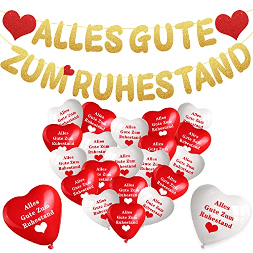Deko für Den Ruhestand,Vormontiert Alles Gute Zum Ruhestand Girlande, Rente Deko Rente Luftballon Banner