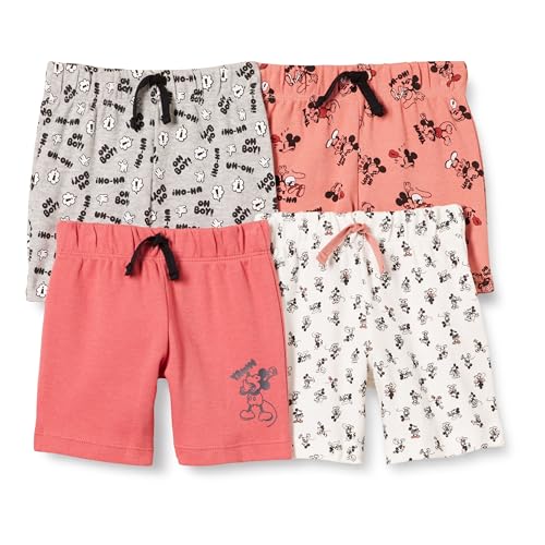 Amazon Essentials Disney | Marvel | Star Wars Unisex Baby Shorts, 4er-Pack, 4er-pack Mickey Expressions, 6-9 Monate