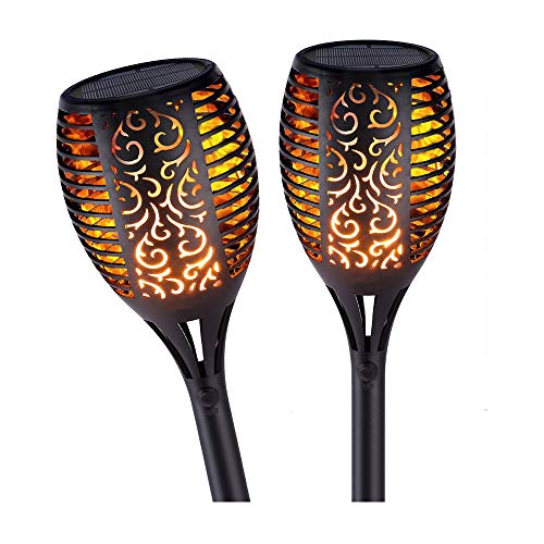 GRIFEMA DG2001, Solarleuchte Garten, Wasserdichte Flamme Solarlampe, 2 Stück