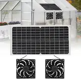 ADDLIVE Solar Ventilator, 16V 16W Solar Lüfter, Solarpanel Solarlüfter Gewächshaus, IP65 Wasserdicht Ventilator Solarbetrieben für Hühnerstall, Gewächshäuser, Haustierhäuser Kleine (Doppelventilator)