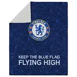 FOCO Offizielles Lizenzprodukt Chelsea FC Slogan Sherpa Plüsch-Überwurfdecke