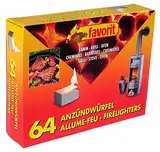 favorit 1249 Anzündwürfel für Grill, Kamin und Ofen, 64-er Pack