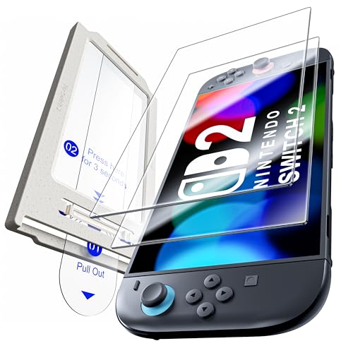 Hoerrye für Nintendo Switch 2 für Panzerglas - 2025 Switch2 Schutzfolie, HD klar [Blasenfreie Auto-Staubentfernung] Splitterfest, Kratzfest, Berührungsempfindlich, 2 Stück