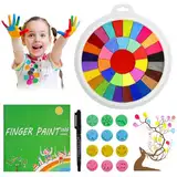 Hpbaggy Fingerfarben Kinder,Fingermalerei Kit Kinder,36 Farben Lustiges Finger Mal Set mit Malbuch,Abwaschbar Kinder Fingerfarben,Lustiges Fingermalset Geschenk für Jungen Und Mädchen