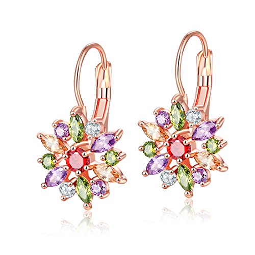 YAZILIND elegantes Zubehör Rose vergoldet Farbe Blume Zircon hypoallergen Haken Ohrringe für Frauen Geschenk (Farbe)