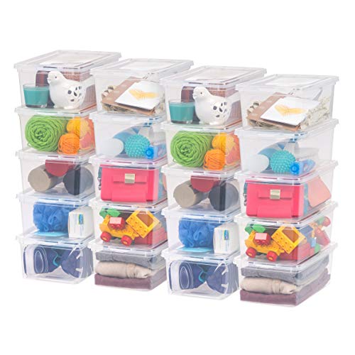 Iris Ohyama Vielseitige Aufbewahrungsboxen, 5L, 20er-Set, Transparent, Deckel leicht schließbar, Stapelbar, Für Schrank, Regale, Klassenzimmer, Organisation, Spielzeug, Kunstbedarf, Schuhe, CNL-5