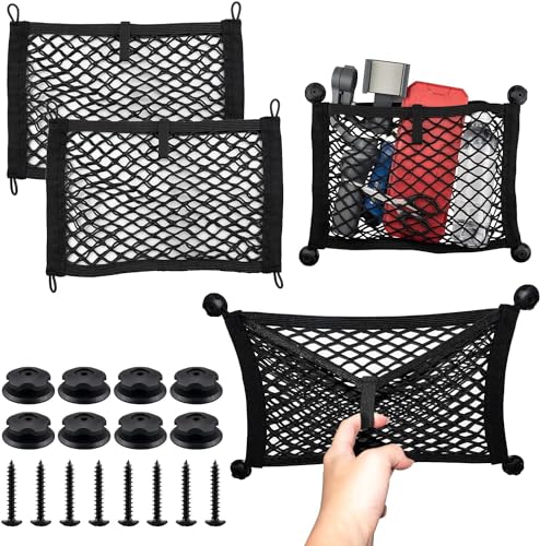 VEHIRIE Gepäcknetz 2 Pcs Set Aufbewahrungsnetz Wohnmobil Zubehör Innen Mit 8 StüCk Befestigungsschrauben Für Auto Inneraum,Camper,Wohnmobil,Boote,Van,Rv,Zuhause 36.5x25 cm …