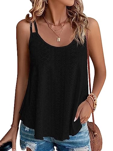 Tank Top Damen 2024 Sommer Spaghetti Oberteile Schwarz Sommermode ärmellose Shirt Damen Groß