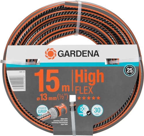 Gardena Comfort HighFLEX Schlauch 13 mm (1/2 Zoll), 15 m: Gartenschlauch mit Power-Grip-Profil, 30 bar Berstdruck, formstabil, UV-beständig (18061-20), 15m