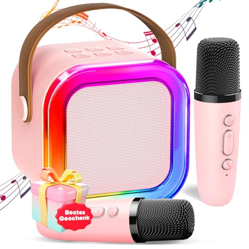 Karaoke Maschine Kinder mit 2 Karaoke Mikrofon Kinder: [Neueste] Mini Karaoke Maschine - Karaoke Anlage mit 2 Mikrofonen -Kids Karaoke Set Box - Geschenke für Mädchen Kinder Spielzeug 3-12 Jahre