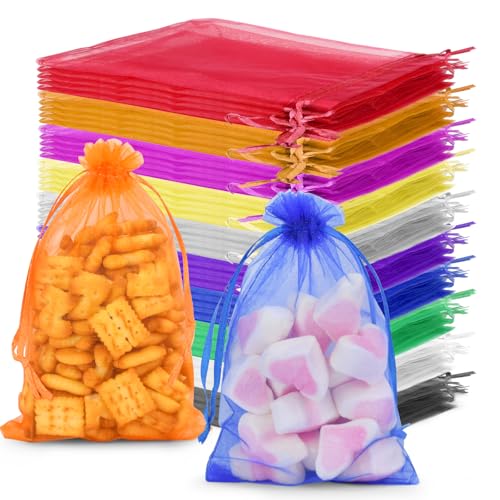 YSWOVUO 100 Stück Organzasäckchen 10x15cm, 10 Farben Organzabeutel mit Kordelzug, Kleine Säckchen zum Befüllen als Geburtstag Hochzeit Partys Bonbonsbeutel, Schmuckbeutel, Schutzbeutel, Geschenkbeutel